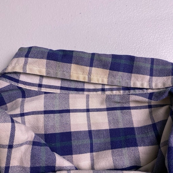 90s Abercrombie Fitch BIG Shirt M Mens L/S Button Down Blue Plaid Grunge VGUC - Picture 7 of 9